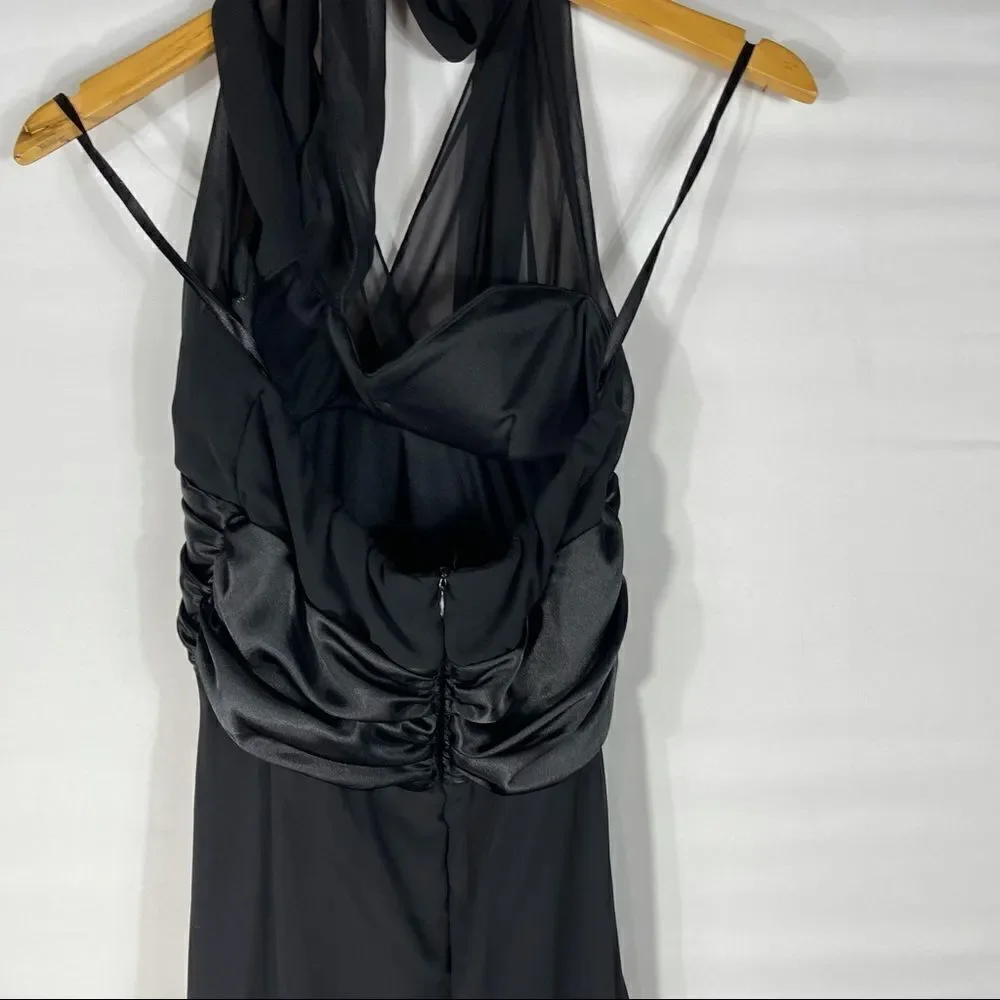 Connect A-Line Halter Black Short Chiffon Dress